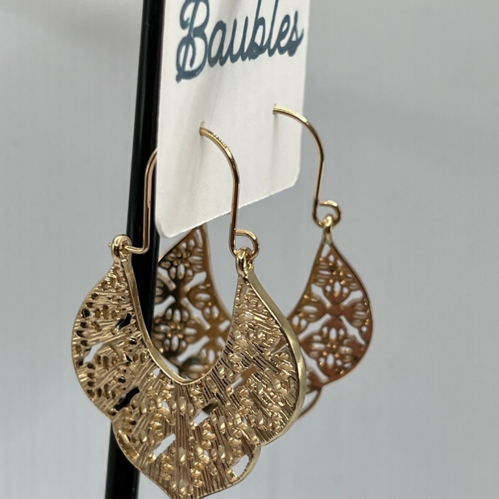 Baubles Gold Filligree DangleEarrings    $12 or bundle 3 for $20